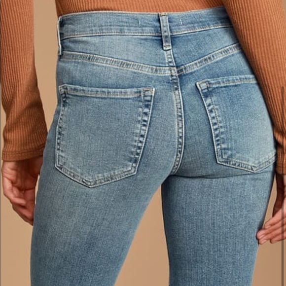 Free People Busted Knee Medium Wash High Rise Distressed Skinny Jean - Picture 2 of 7